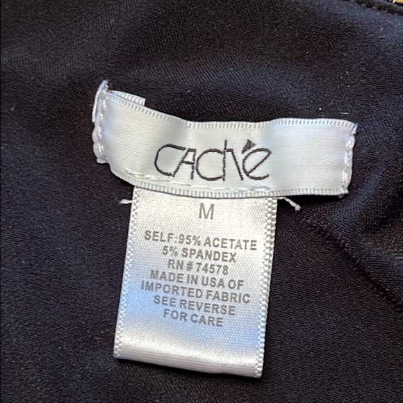 Cache Black One Sleeve Top with Gold Swirl Stud Design Sz M - Picture 10 of 14